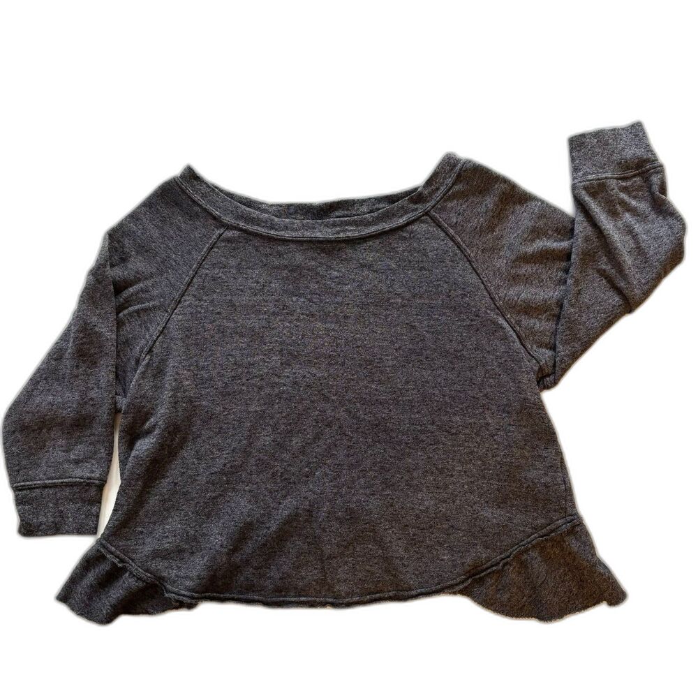 Juicy Couture Heathered Gray Cropped Ruffled Hem Sweatshirt Large USA - Picture 9 of 9